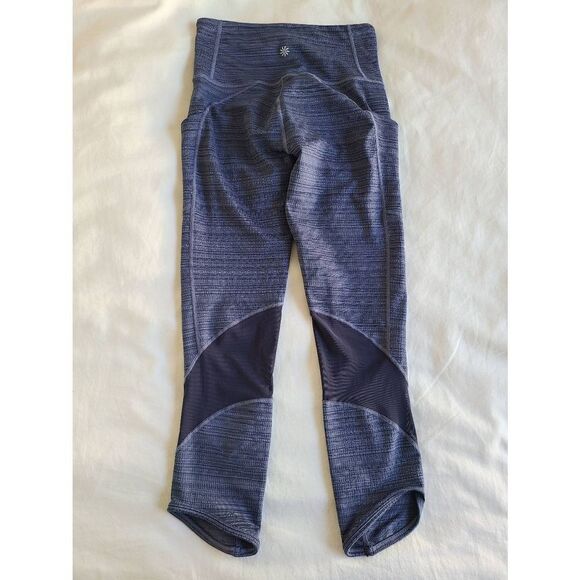 Athleta Cropped Leggings Womens 2XS Purple Stretch Lined Athleisure Yoga Pockets - Picture 7 of 8